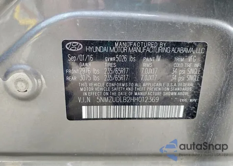 2017 Hyundai Santa Fe Sport from USA, damaged, VIN 5NMZUDLB2HH012369